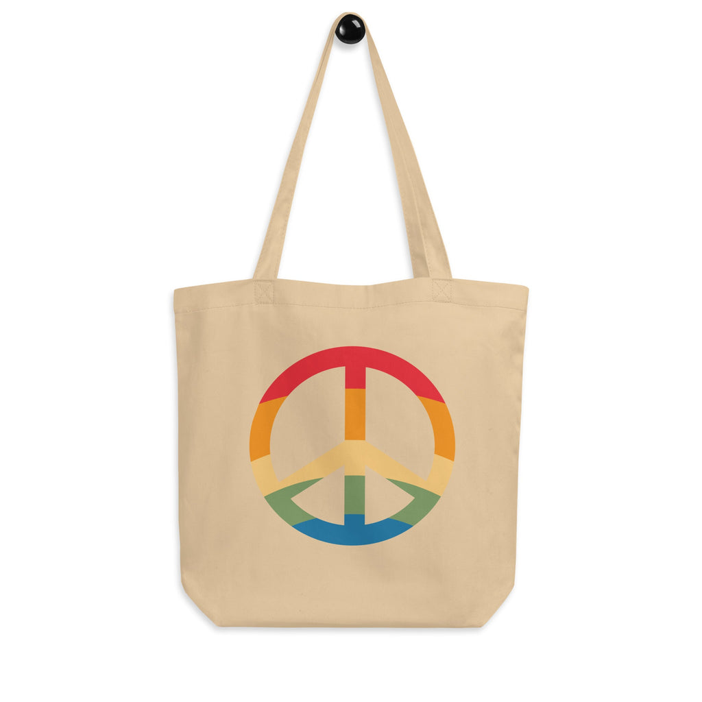 Pride & Peace Symbol - Eco Tote Bag - Oyster - LGBTPride.com