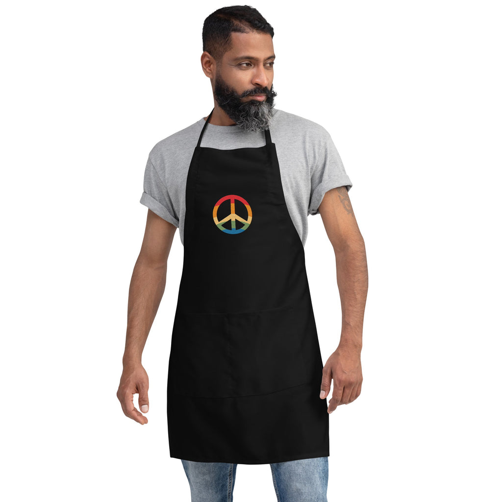 Pride & Peace Symbol Embroidered Apron - Black - LGBTPride.com