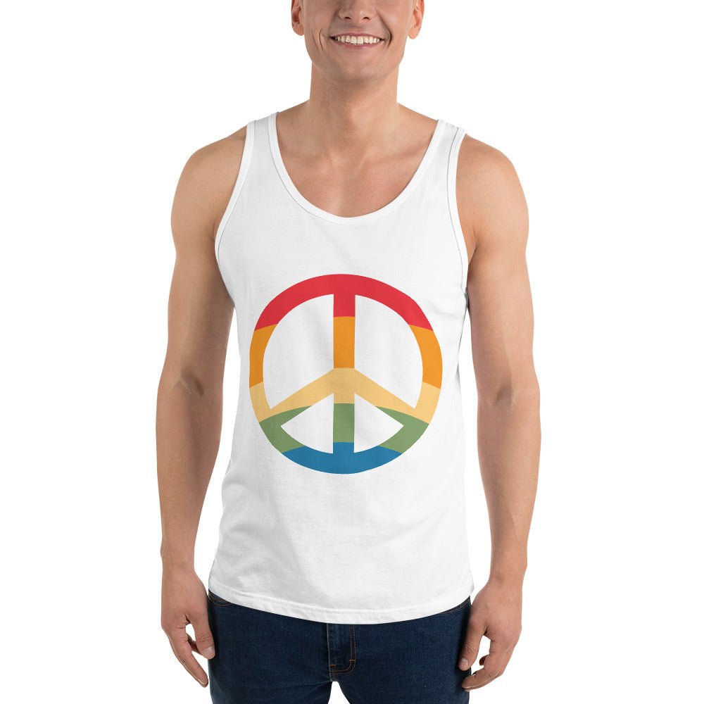 Pride & Peace Symbol Men's Tank Top - White - LGBTPride.com