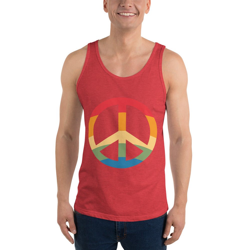 Pride & Peace Symbol Men's Tank Top - Red Triblend - LGBTPride.com
