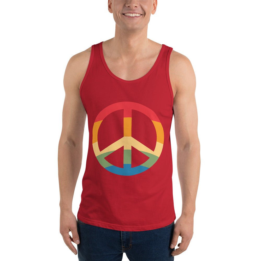 Pride & Peace Symbol Men's Tank Top - Red - LGBTPride.com