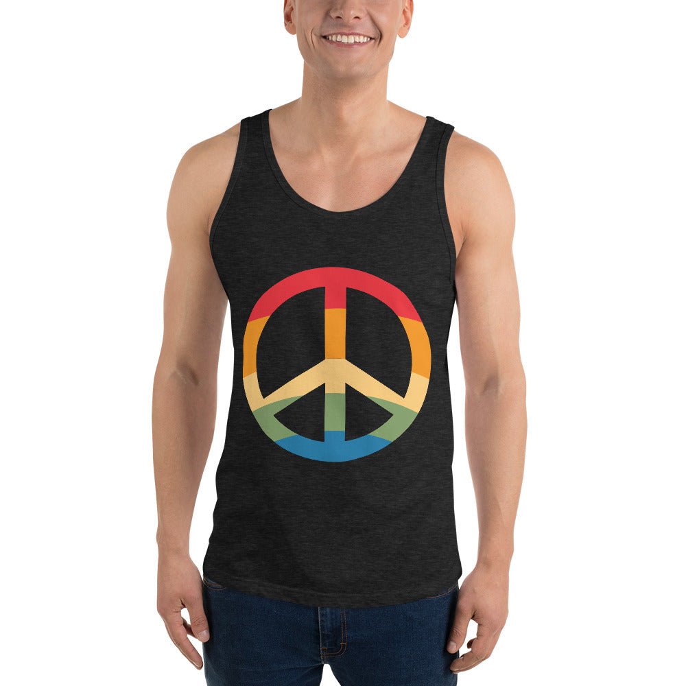 Pride & Peace Symbol Men's Tank Top - Charcoal-Black Triblend - LGBTPride.com