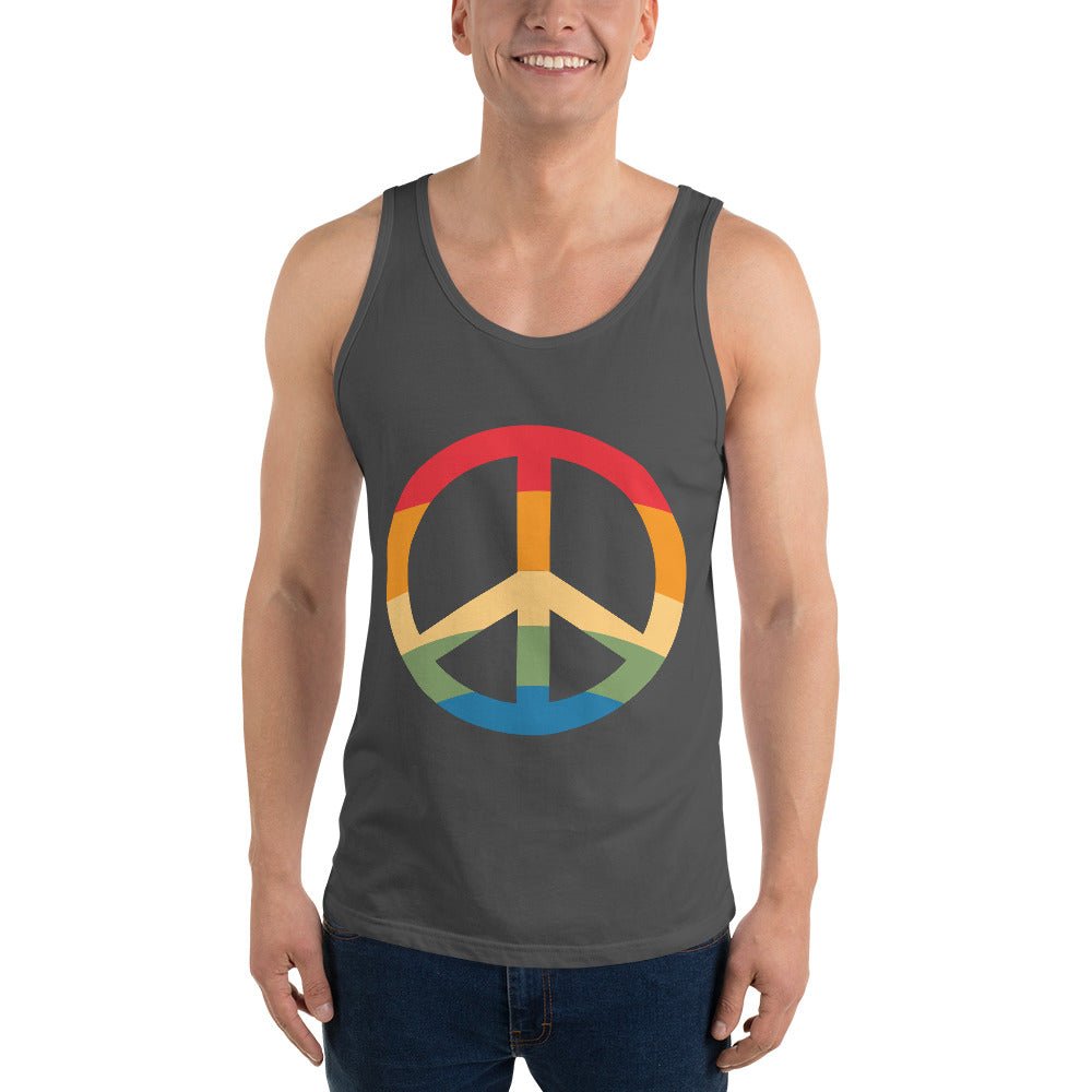Pride & Peace Symbol Men's Tank Top - Asphalt - LGBTPride.com