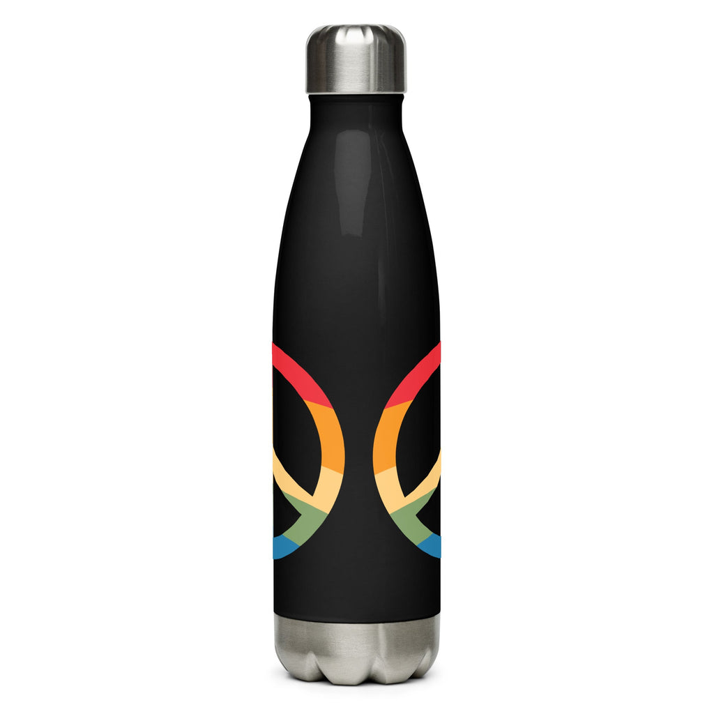 Pride & Peace Symbol Stainless Steel Water Bottle - Black - LGBTPride.com
