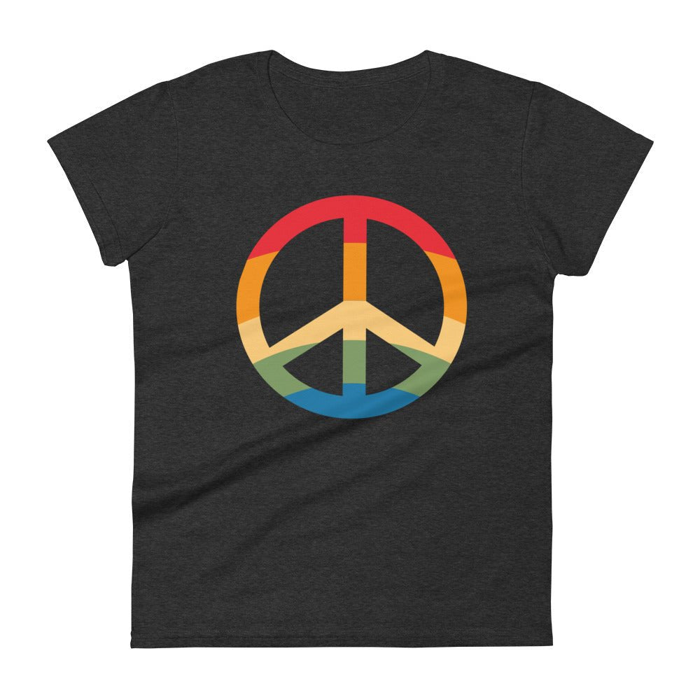 Pride & Peace Symbol Women's T-Shirt - Heather Dark Grey - LGBTPride.com