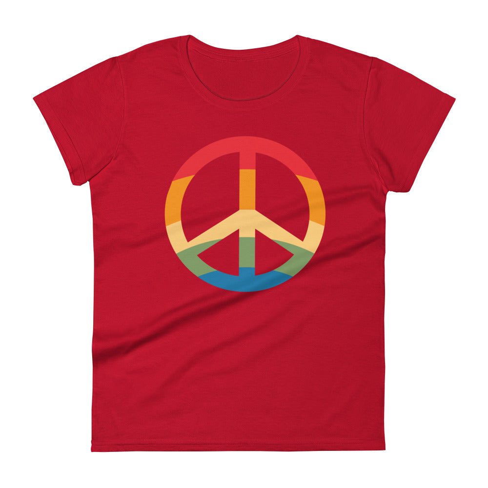 Pride & Peace Symbol Women's T-Shirt - True Red - LGBTPride.com