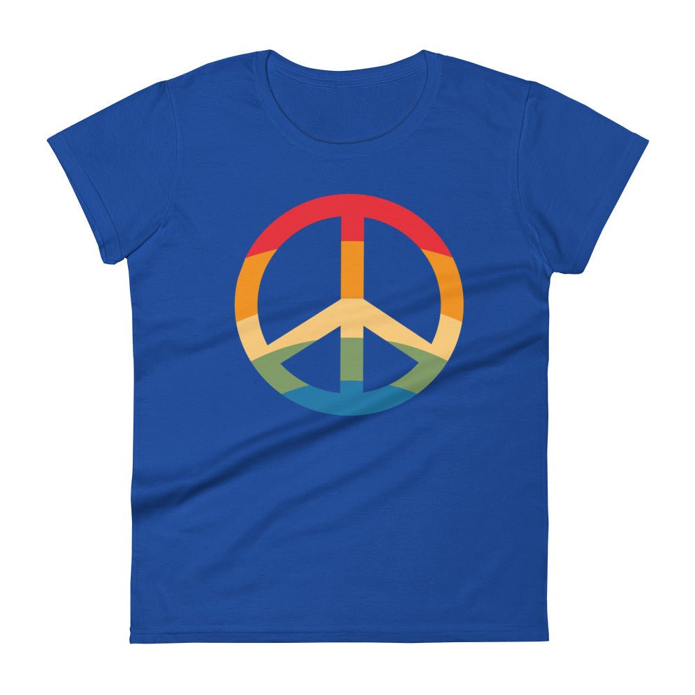 Pride & Peace Symbol Women's T-Shirt - Royal Blue - LGBTPride.com