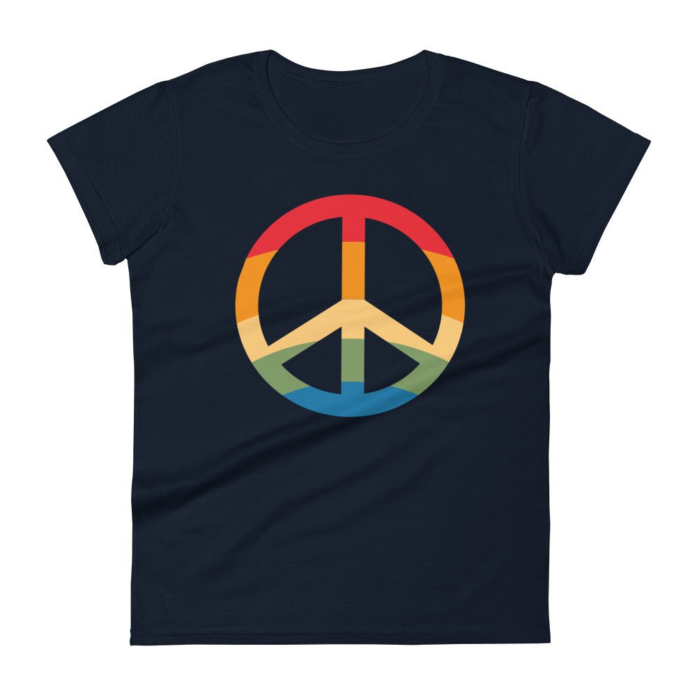 Pride & Peace Symbol Women's T-Shirt - Navy - LGBTPride.com