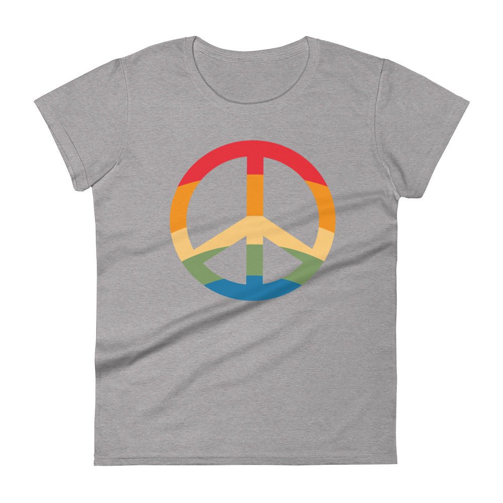 Pride & Peace Symbol Women's T-Shirt - Heather Grey - LGBTPride.com