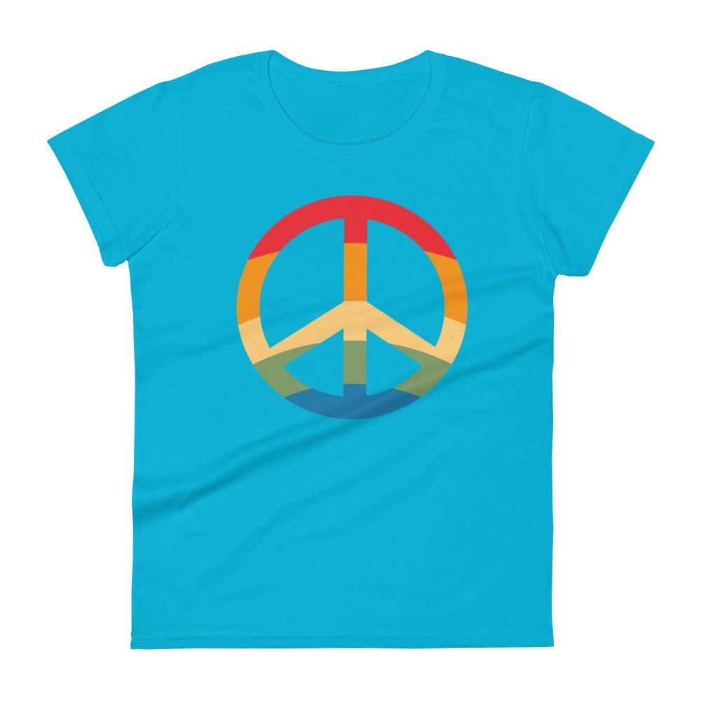 Pride & Peace Symbol Women's T-Shirt - Caribbean Blue - LGBTPride.com