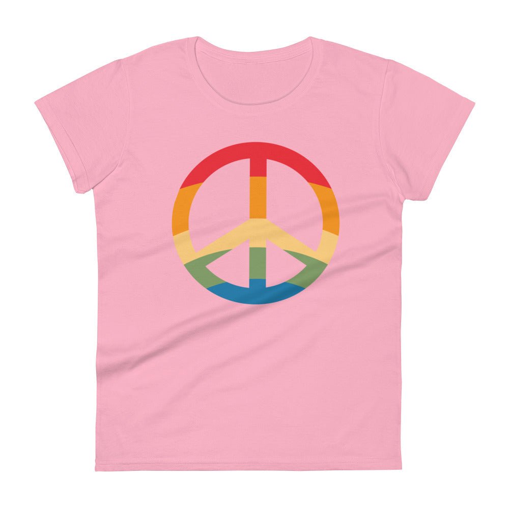Pride & Peace Symbol Women's T-Shirt - Charity Pink - LGBTPride.com