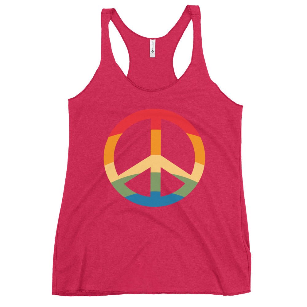 Pride Peace Symbol Women's Tank Top - Vintage Shocking Pink - LGBTPride.com