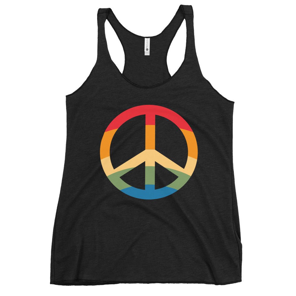 Pride Peace Symbol Women's Tank Top - Vintage Black - LGBTPride.com