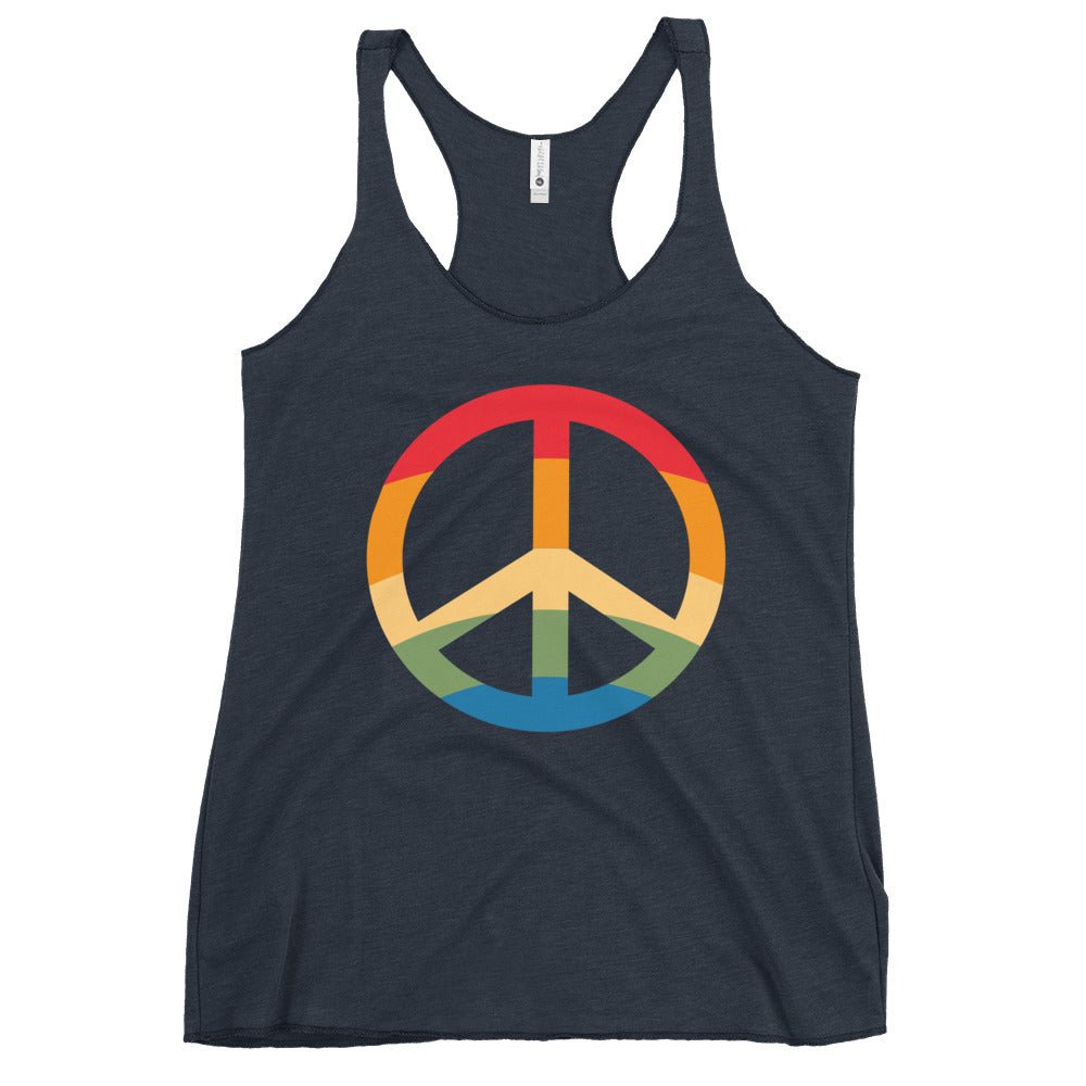 Pride Peace Symbol Women's Tank Top - Vintage Navy - LGBTPride.com