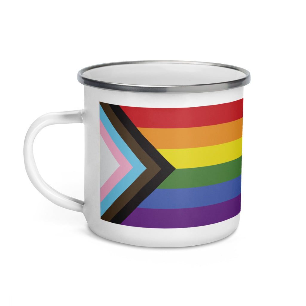 Progress Pride Flag Enamel Mug - LGBTPride.com