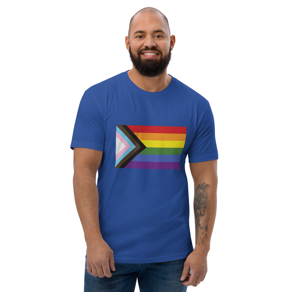 Progress Pride Flag Men's T-shirt - Royal Blue - LGBTPride.com