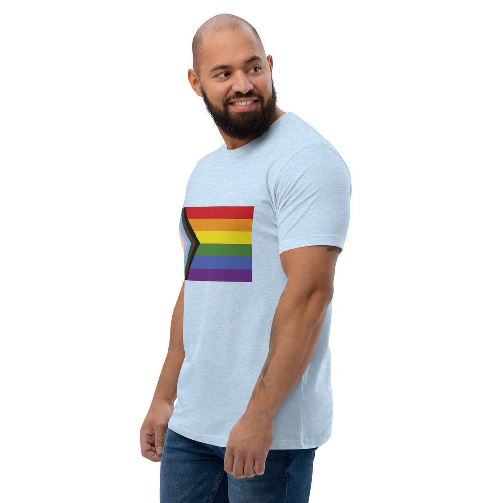 Progress Pride Flag Men's T-shirt - Light Blue - LGBTPride.com