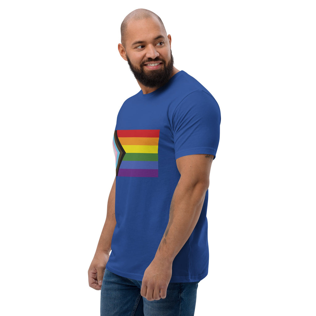 Progress Pride Flag Men's T-shirt - Royal Blue - LGBTPride.com