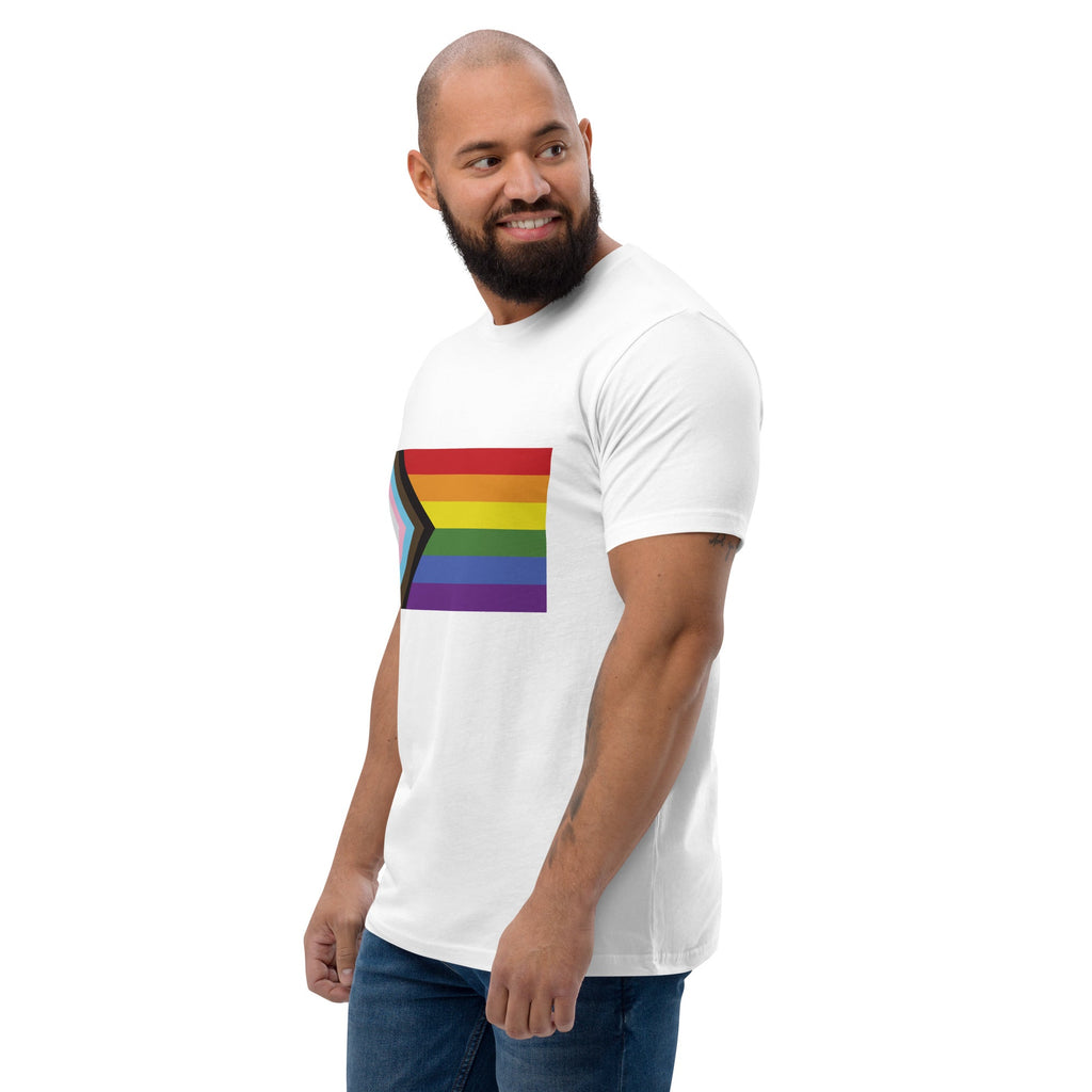 Progress Pride Flag Men's T-shirt - White - LGBTPride.com