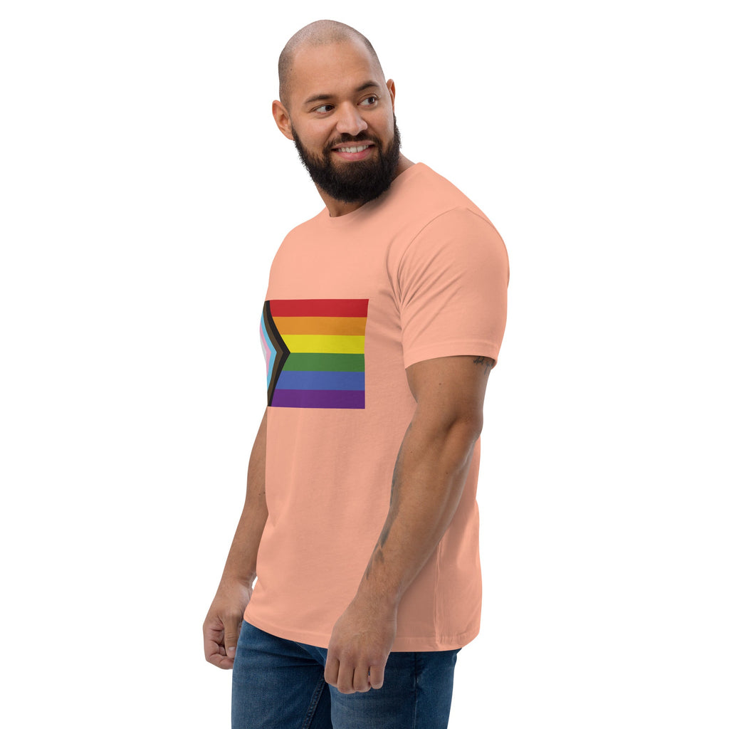 Progress Pride Flag Men's T-shirt - Desert Pink - LGBTPride.com