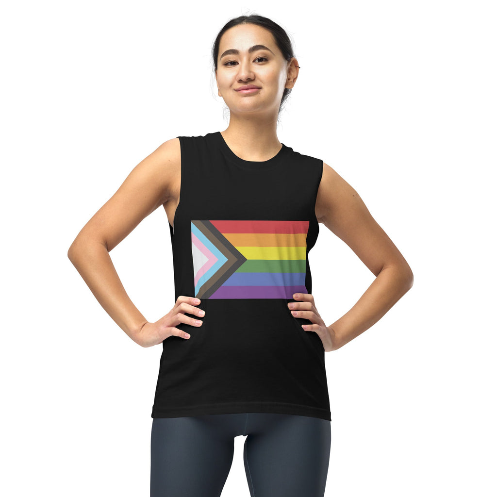 Progress Pride Flag Tank Top - Black - LGBTPride.com