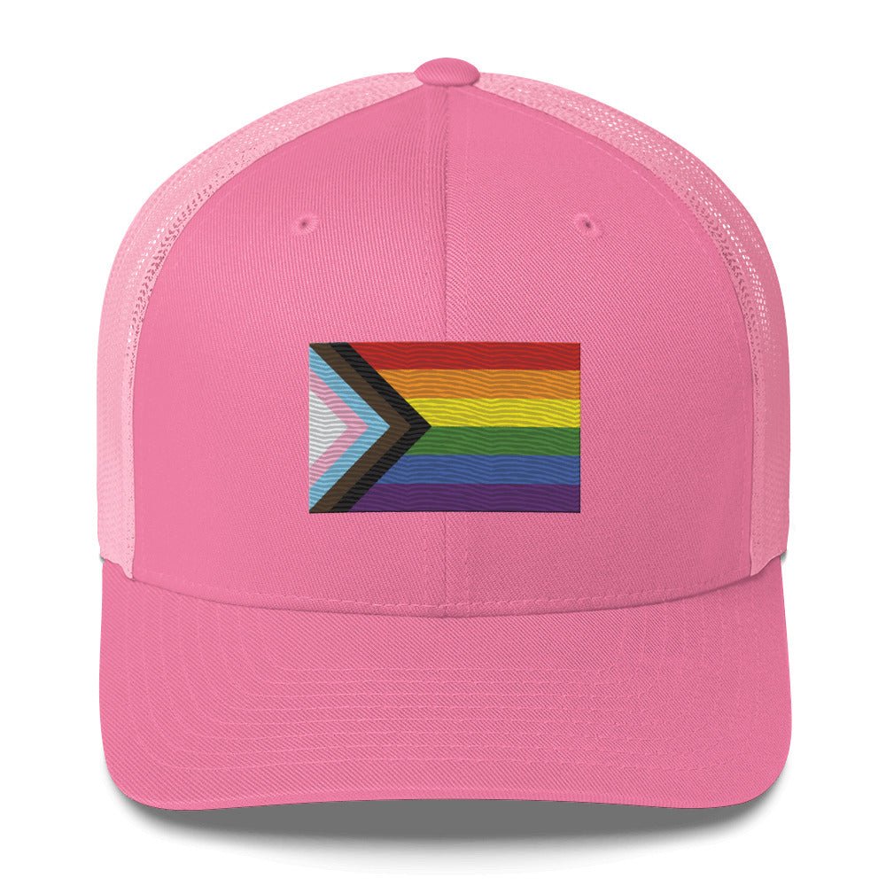 Progress Pride Flag Trucker Hat - Pink - LGBTPride.com