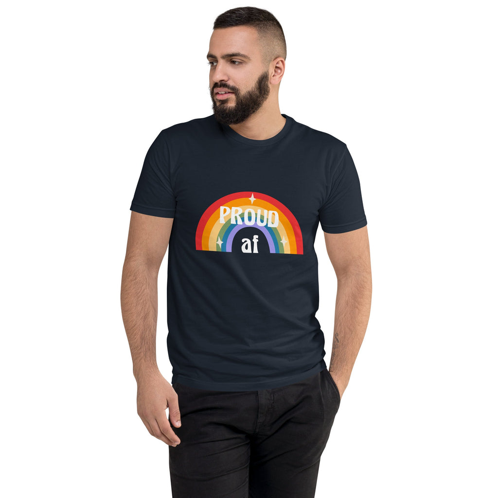 Proud AF Men's T-Shirt - Midnight Navy - LGBTPride.com