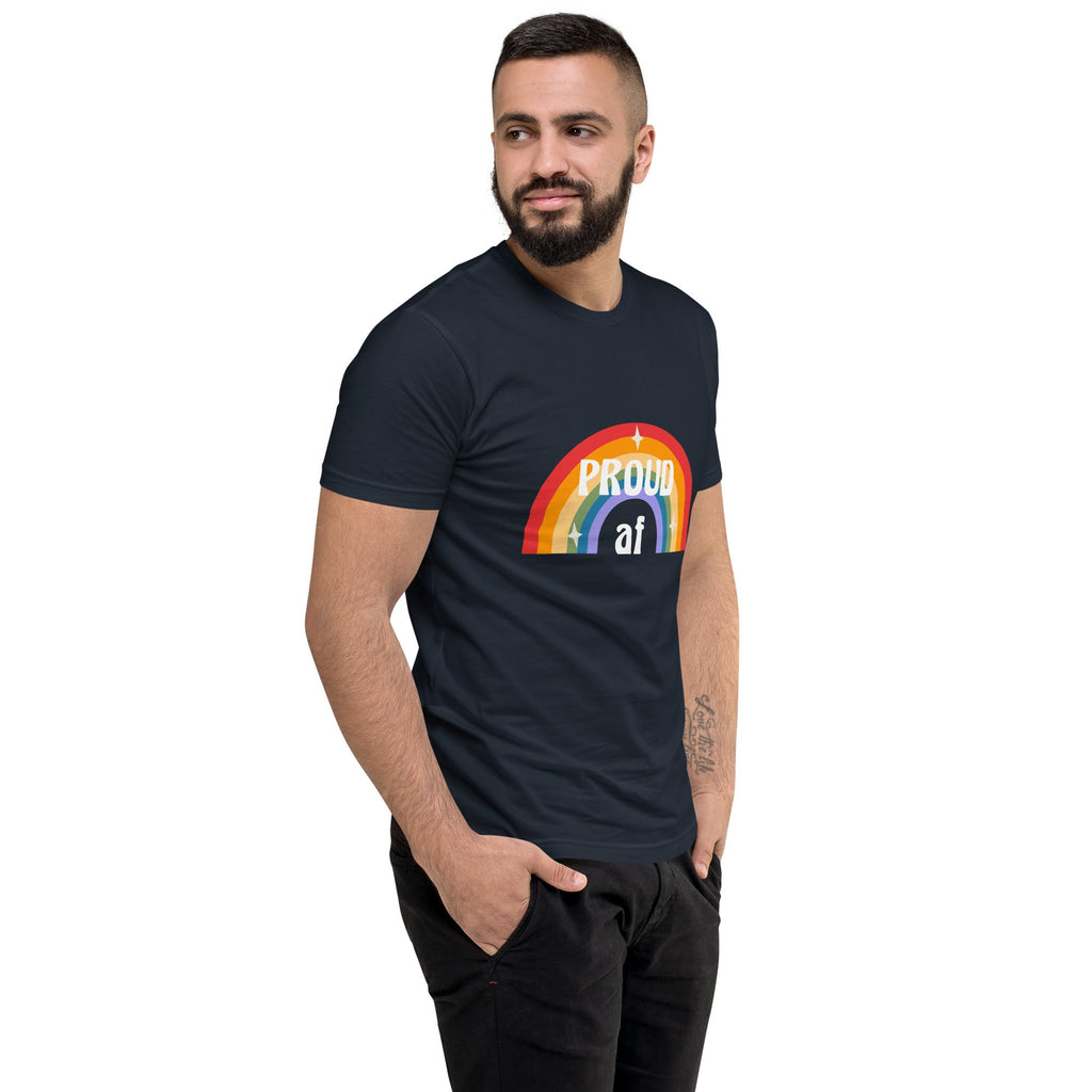Proud AF Men's T-Shirt - Midnight Navy - LGBTPride.com