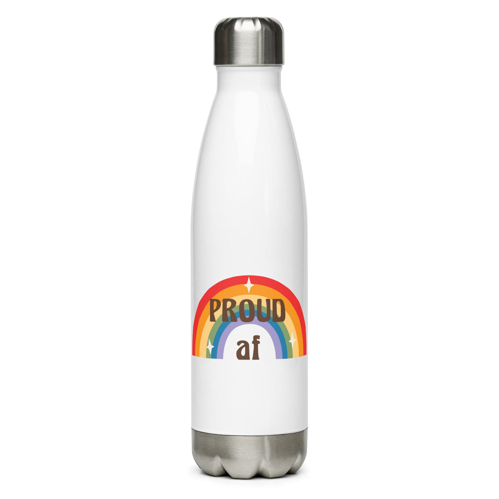 Proud AF Stainless Steel Water Bottle - White - LGBTPride.com
