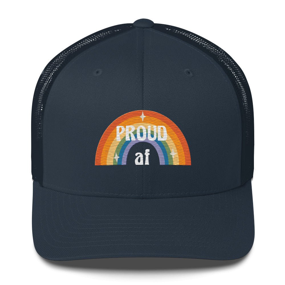 Proud AF Trucker Hat - Navy - LGBTPride.com