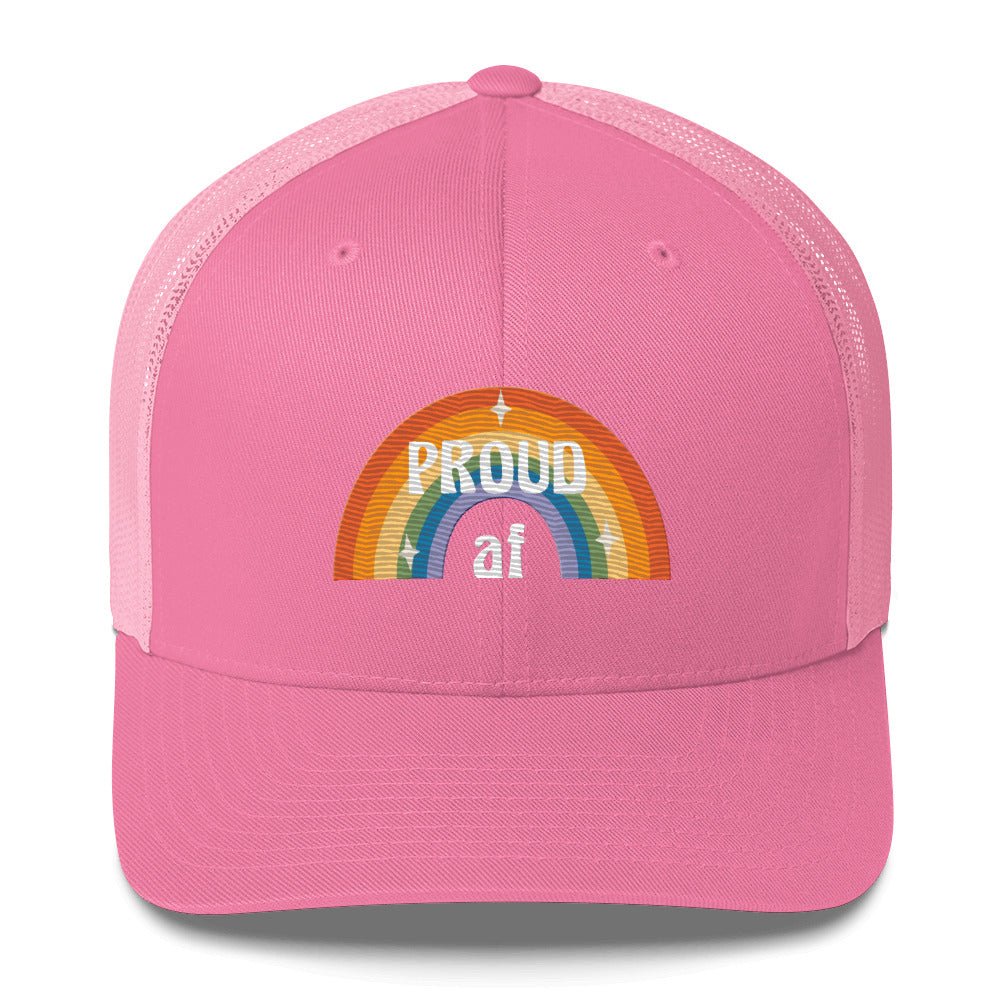 Proud AF Trucker Hat - Pink - LGBTPride.com