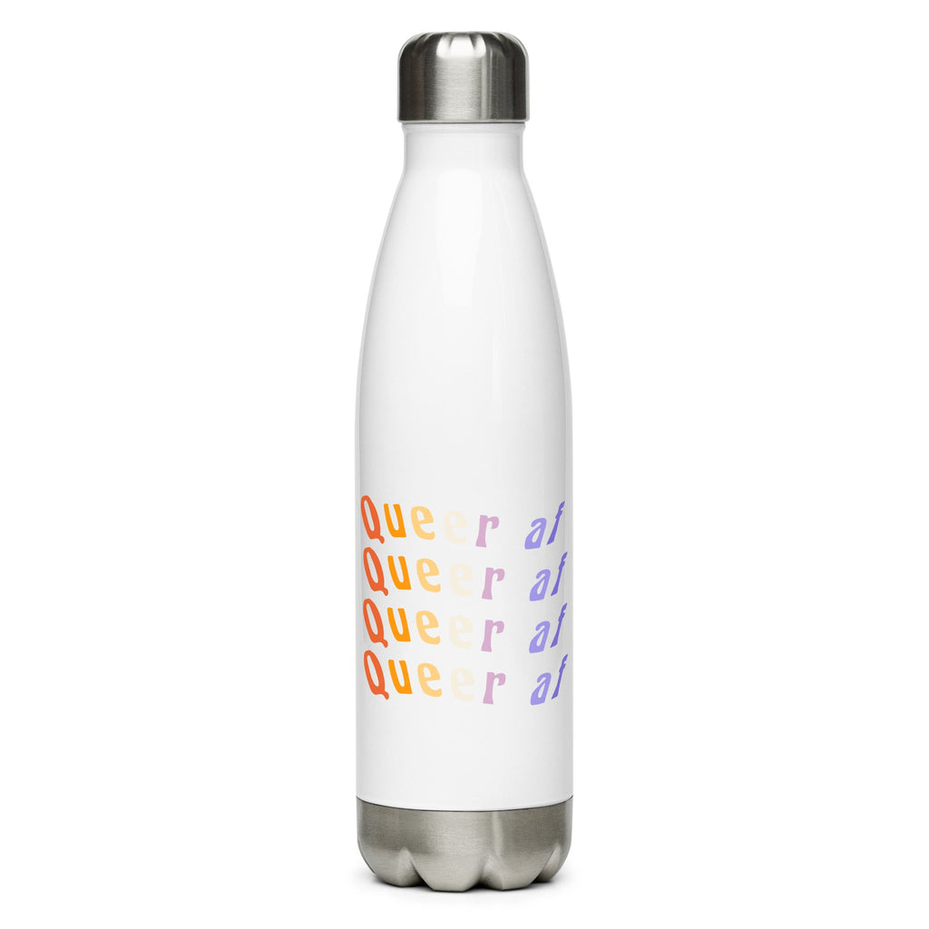Queer AF Stainless Steel Water Bottle - Black - LGBTPride.com