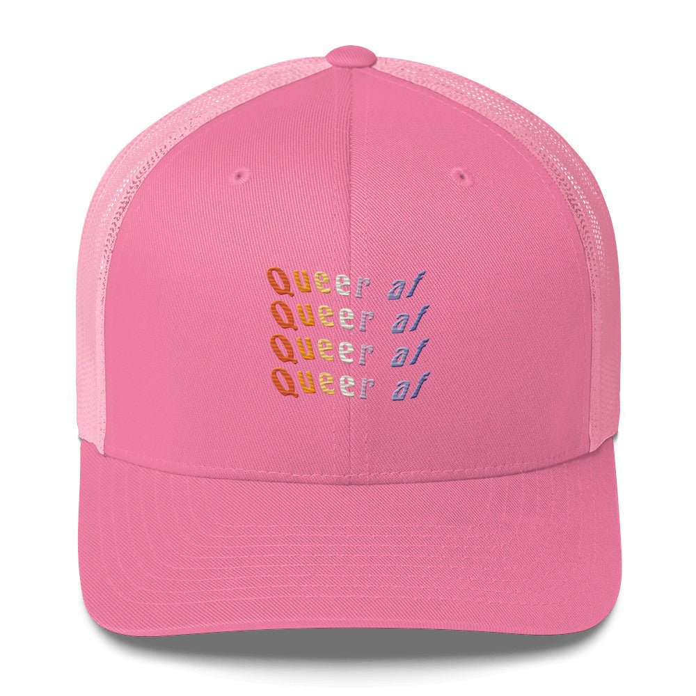 Queer AF Trucker Hat - Pink - LGBTPride.com