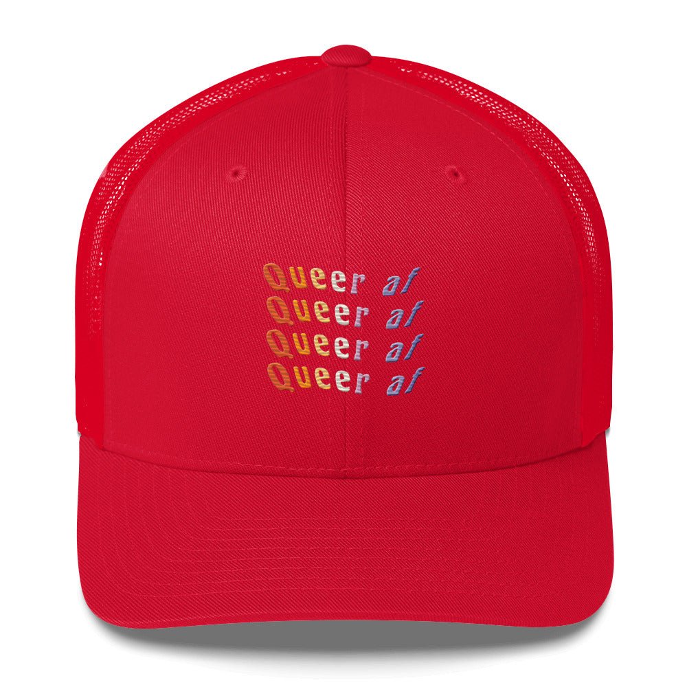 Queer AF Trucker Hat - Red - LGBTPride.com
