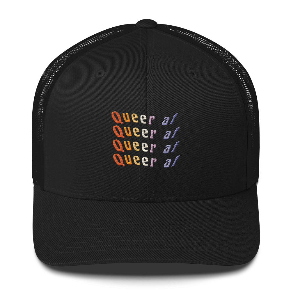 Queer AF Trucker Hat - Black - LGBTPride.com