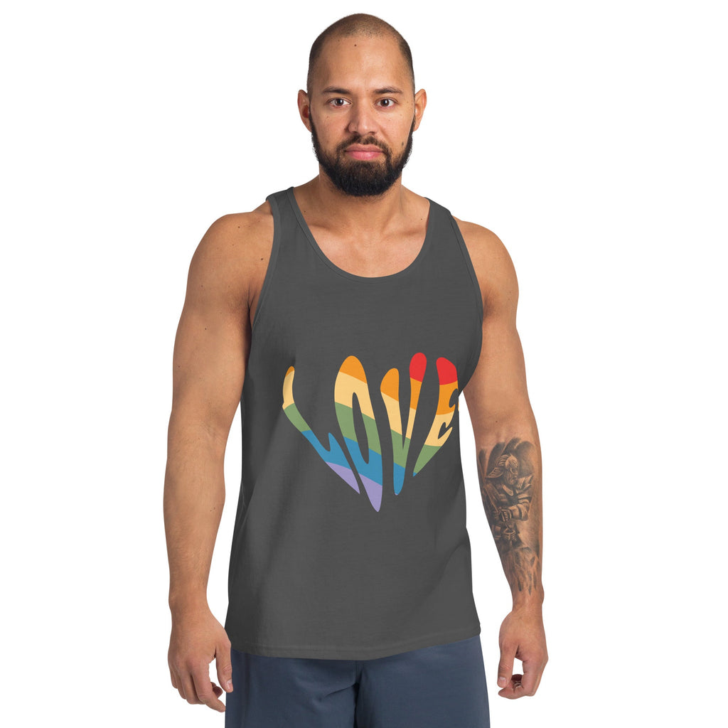 Rainbow Love Men's Tank Top - Asphalt - LGBTPride.com