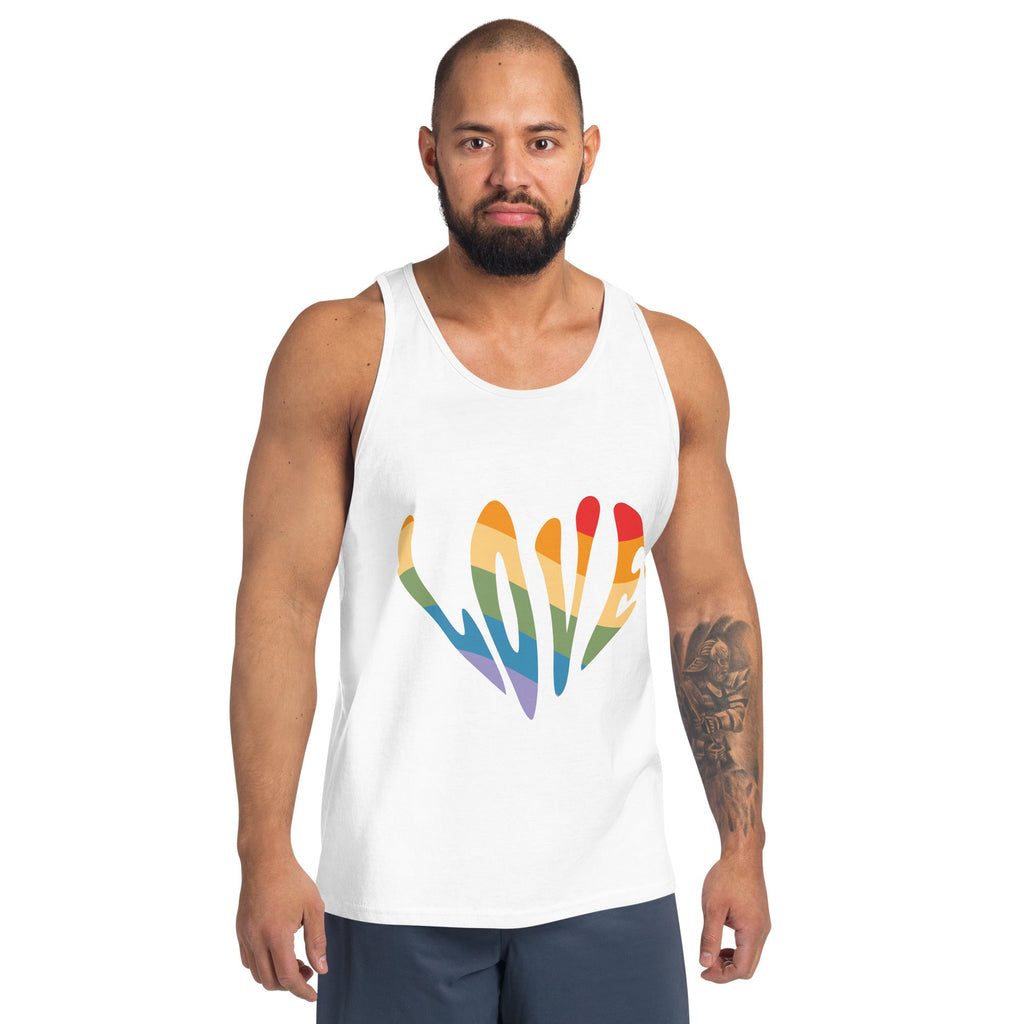 Rainbow Love Men's Tank Top - White - LGBTPride.com