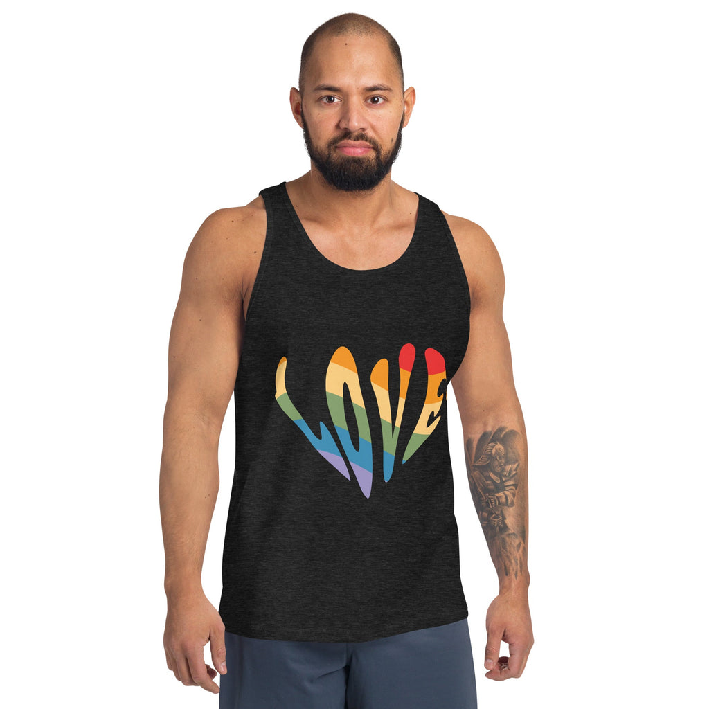 Rainbow Love Men's Tank Top - Charcoal-Black Triblend - LGBTPride.com
