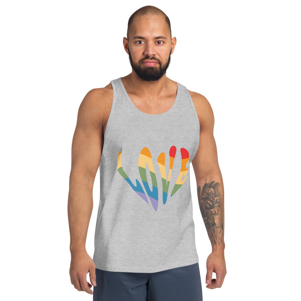 Rainbow Love Men's Tank Top - Athletic Heather - LGBTPride.com