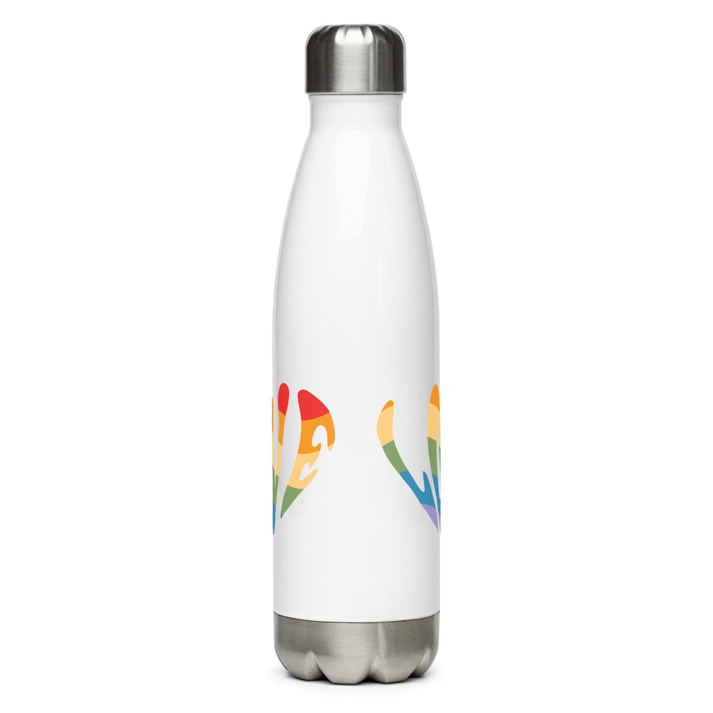Rainbow Love Stainless Steel Water Bottle - White - LGBTPride.com
