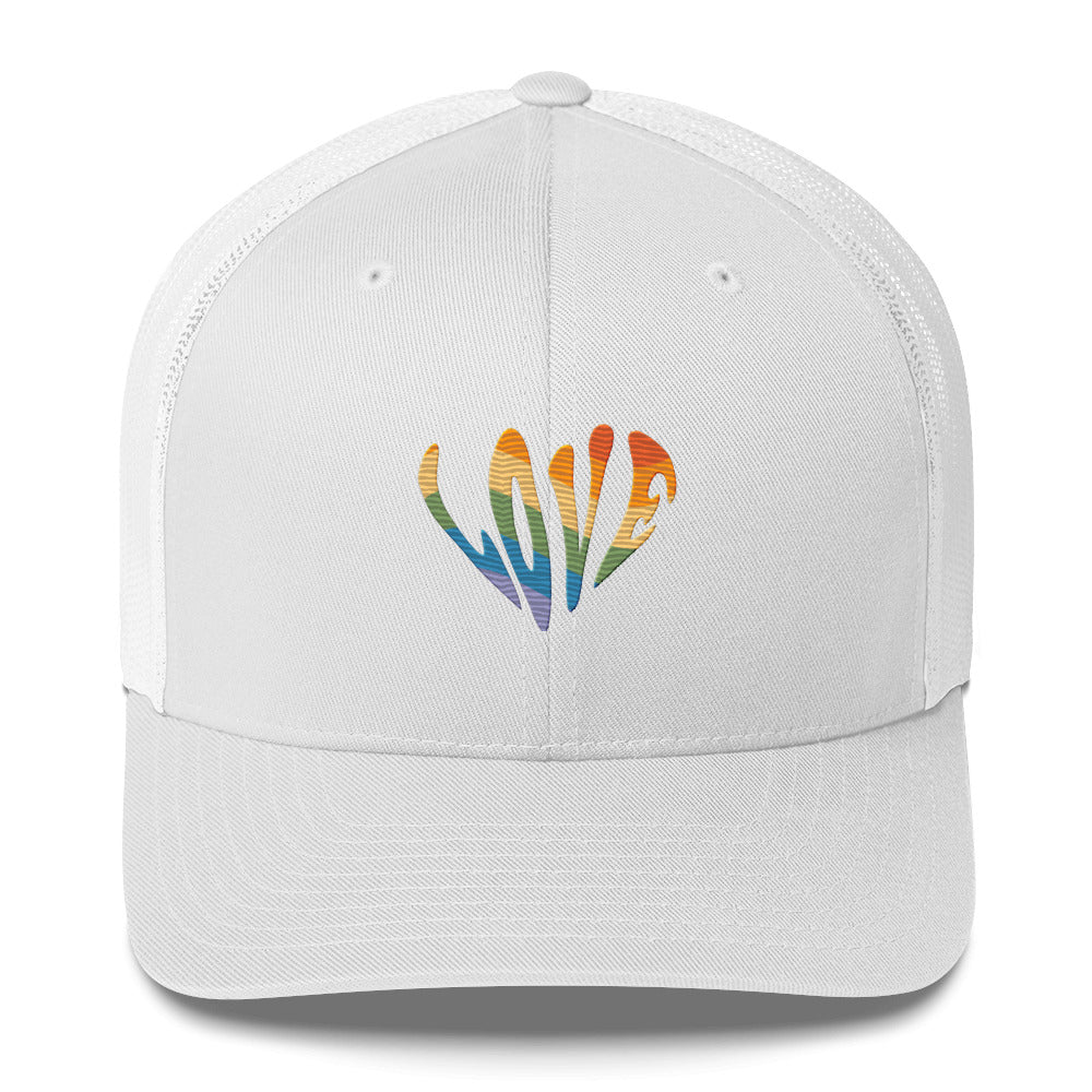 Rainbow Love Trucker Hat - White - LGBTPride.com