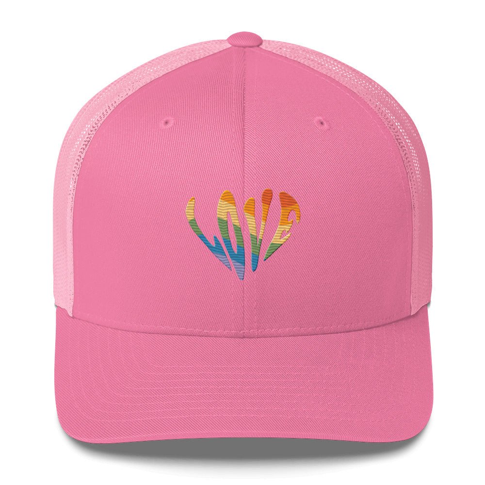 Rainbow Love Trucker Hat - Pink - LGBTPride.com