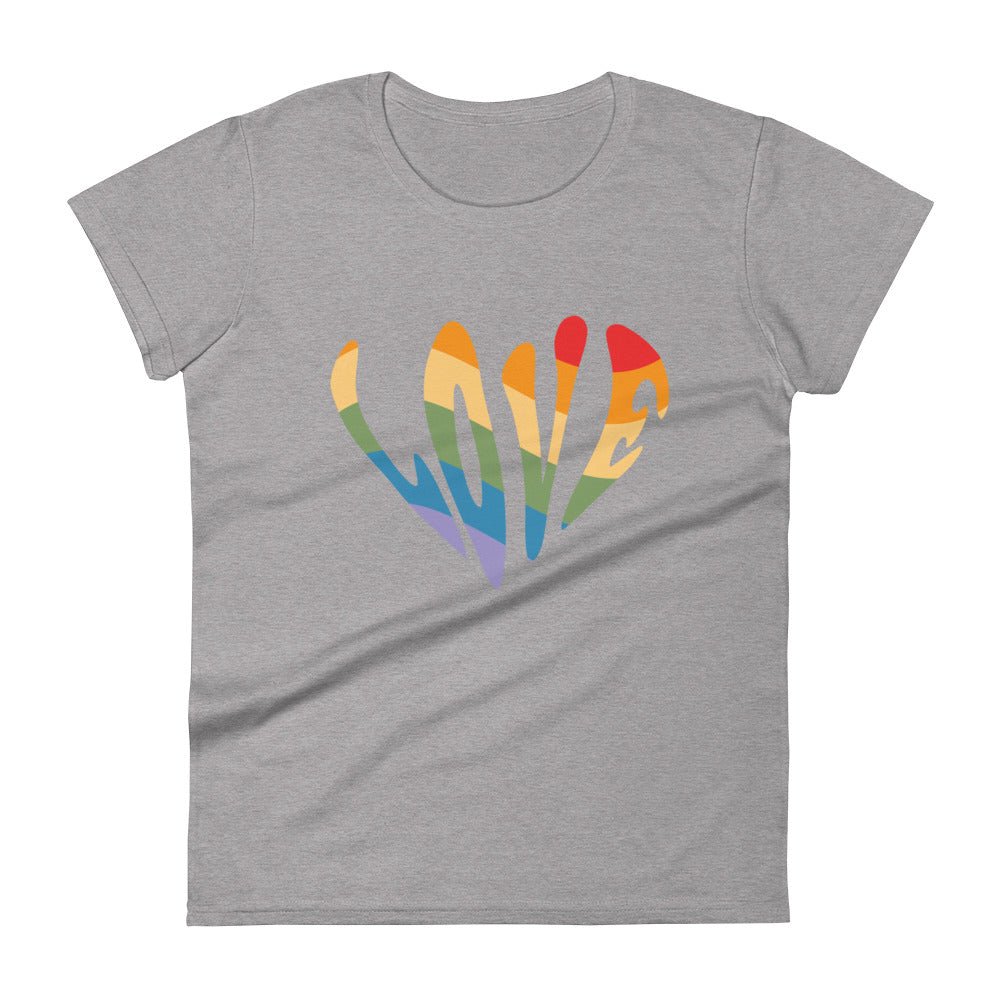 Rainbow Love Women's T-Shirt - Heather Grey - LGBTPride.com