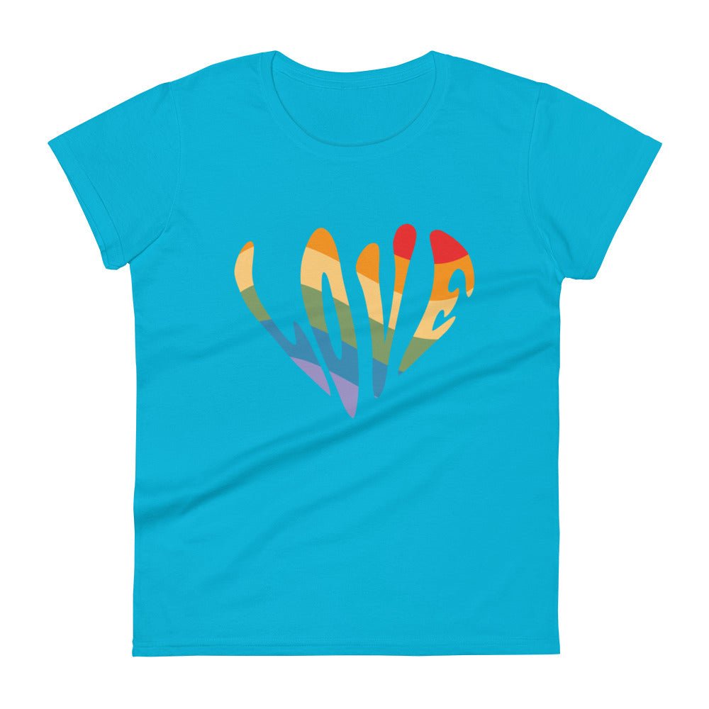 Rainbow Love Women's T-Shirt - Caribbean Blue - LGBTPride.com