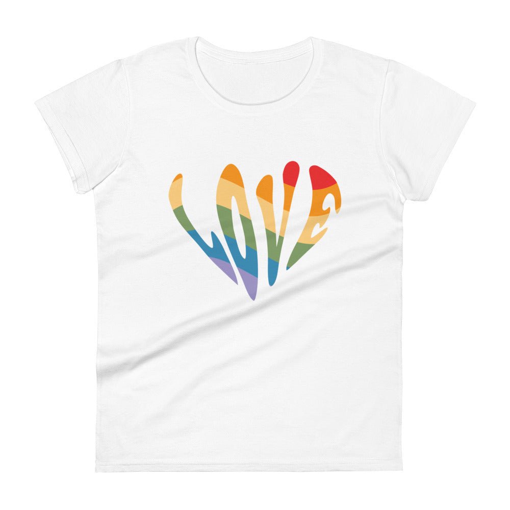 Rainbow Love Women's T-Shirt - White - LGBTPride.com
