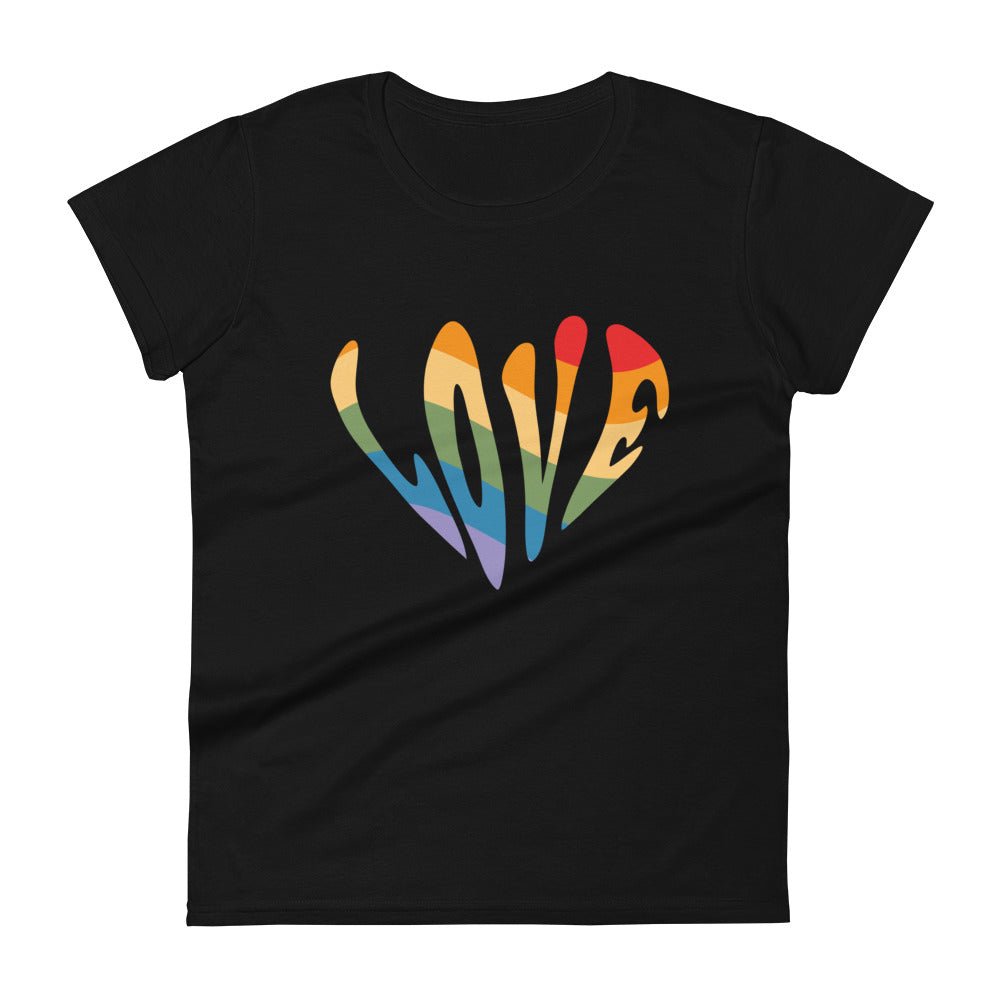 Rainbow Love Women's T-Shirt - Black - LGBTPride.com