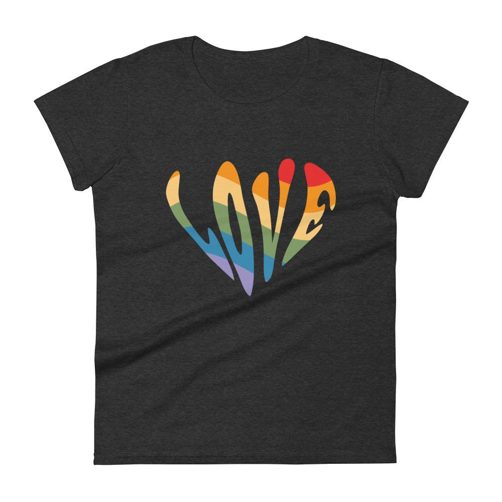 Rainbow Love Women's T-Shirt - Heather Dark Grey - LGBTPride.com