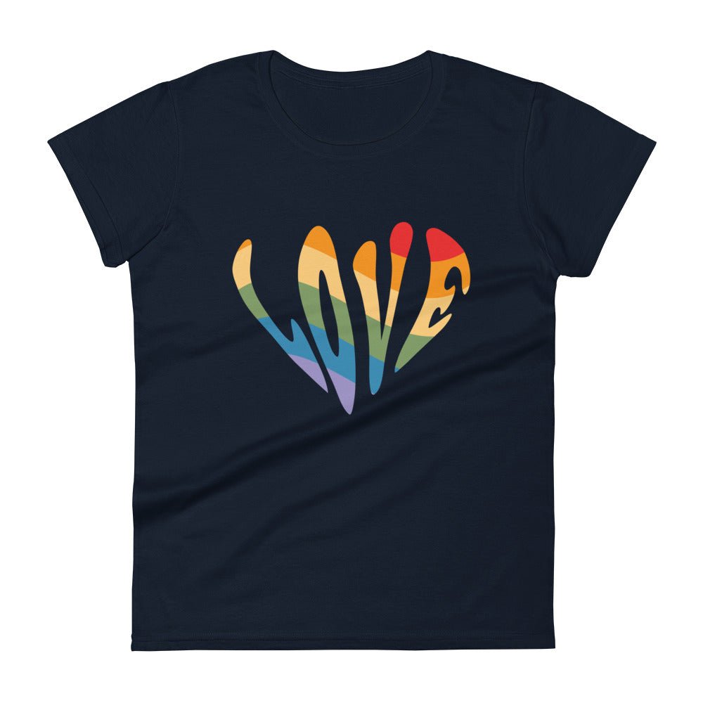 Rainbow Love Women's T-Shirt - Navy - LGBTPride.com