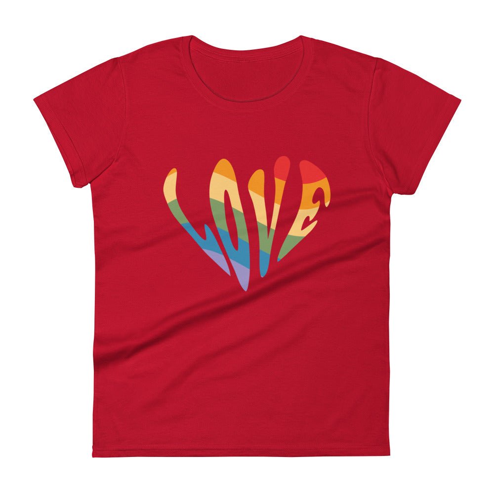 Rainbow Love Women's T-Shirt - True Red - LGBTPride.com