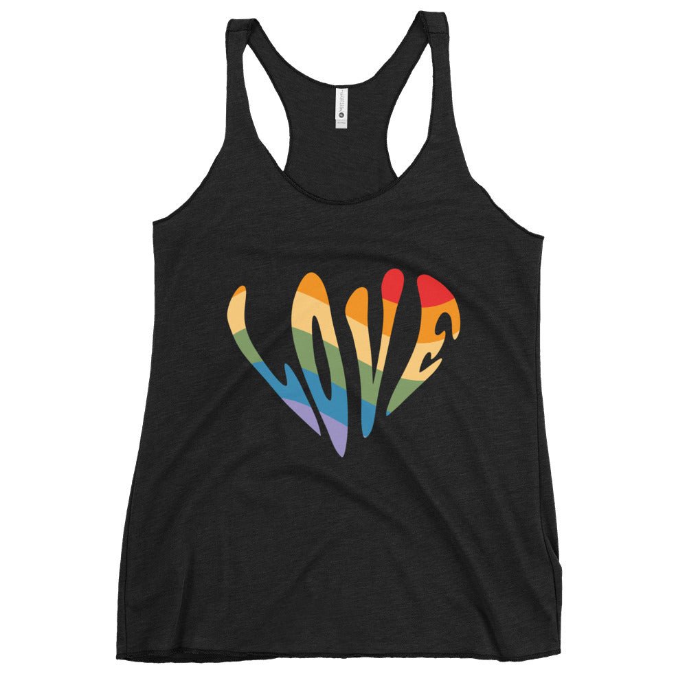 Rainbow Love Women's Tank Top - Vintage Black - LGBTPride.com